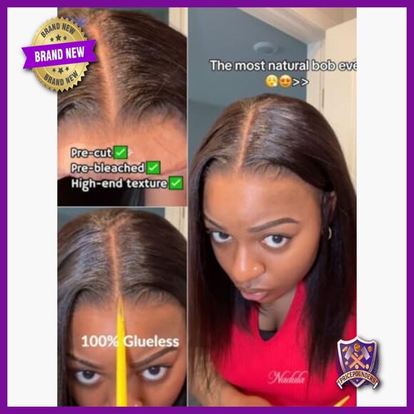 Human Hair Yaki Straight Bob Wig Glueless Pre Cut 150% Density main image 6
